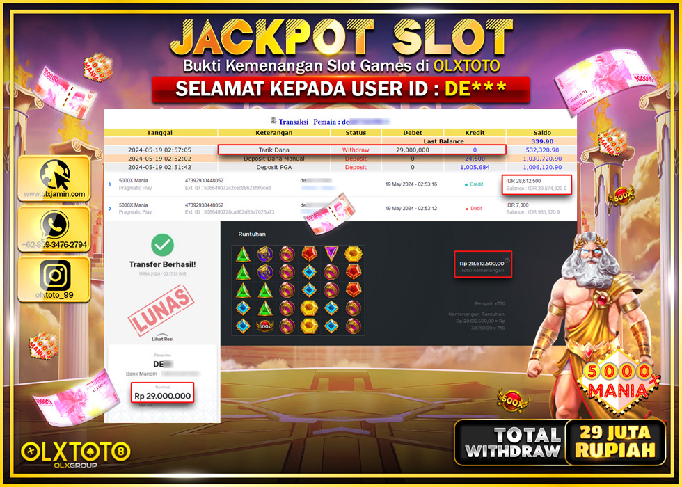 OLXTOTO JACKPOT SLOT 5000X MANIA  Rp.29.000.000.,- LUNAS