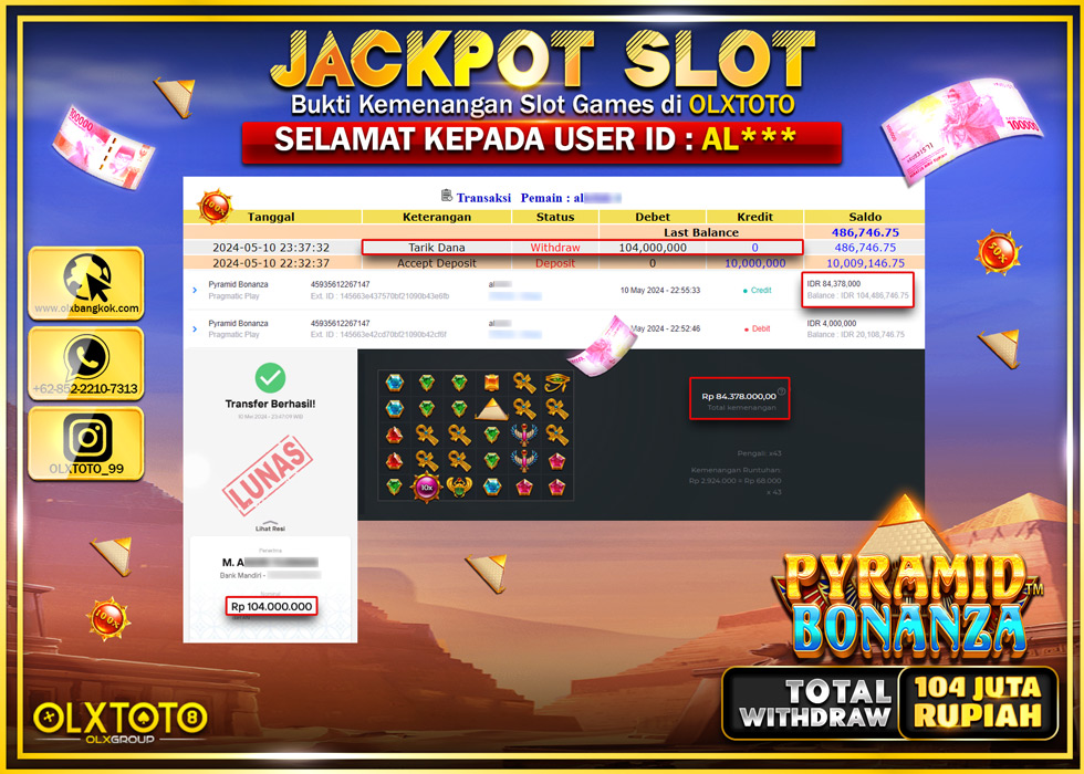 OLXTOTO JACKPOT SLOT PYRAMID BONANZA Rp.104.000.000.,- LUNAS