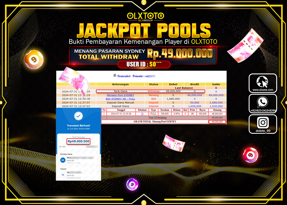 OLXTOTO JACKPOT  TOGEL POOL SYDNEY Rp.49.000.000.,- LUNAS