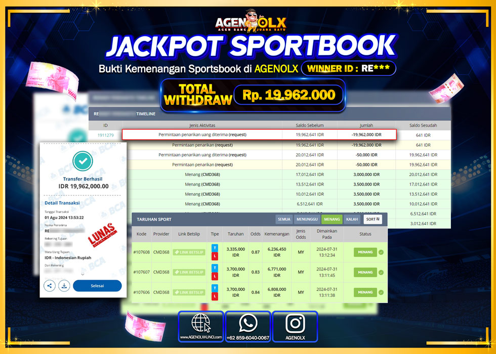 AGENOLX JACKPOT SPORTBOOK Rp.19.962.000,- LUNAS