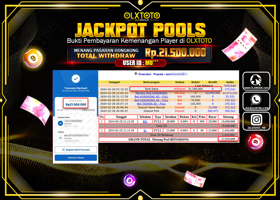 OLXTOTO JACKPOT TOGEL PASARAN HONGKONG Rp.21.500.000.,- LUNAS