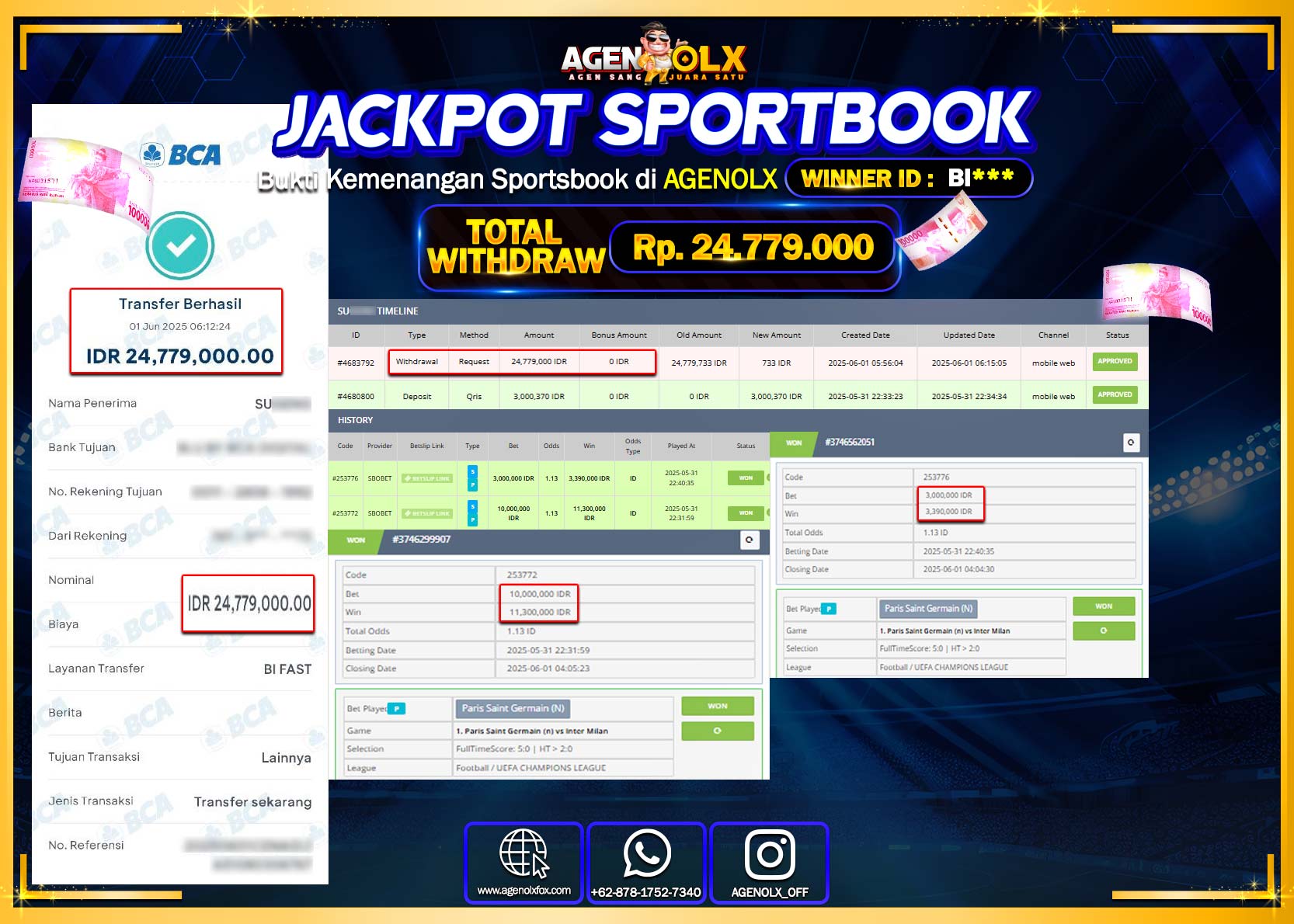AGENOLX JACKPOT SPORTBOOK Rp 24.779.000,- LUNAS