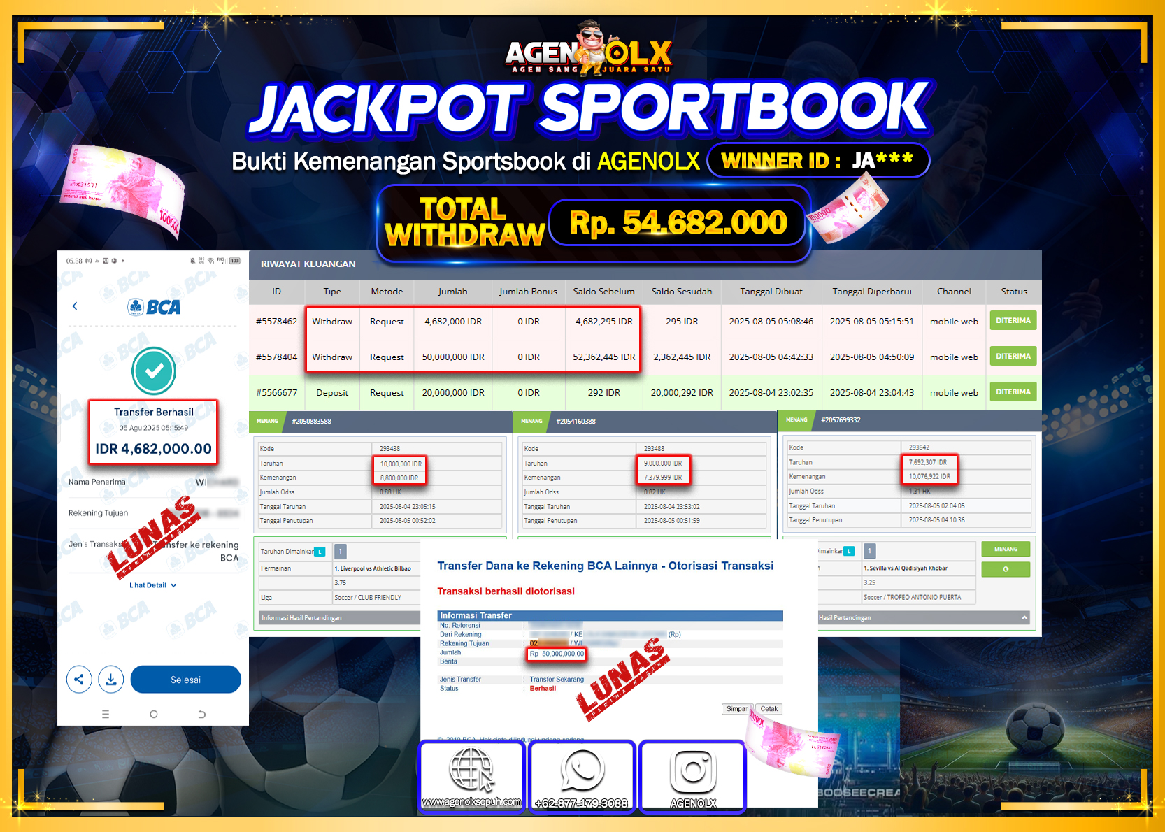AGENOLX JACKPOT SPORTBOOK Rp 54.682.000,- LUNAS
