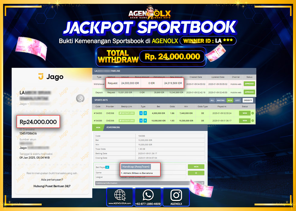 AGENOLX JACKPOT SPORTBOOK Rp 24.000.000,- LUNAS