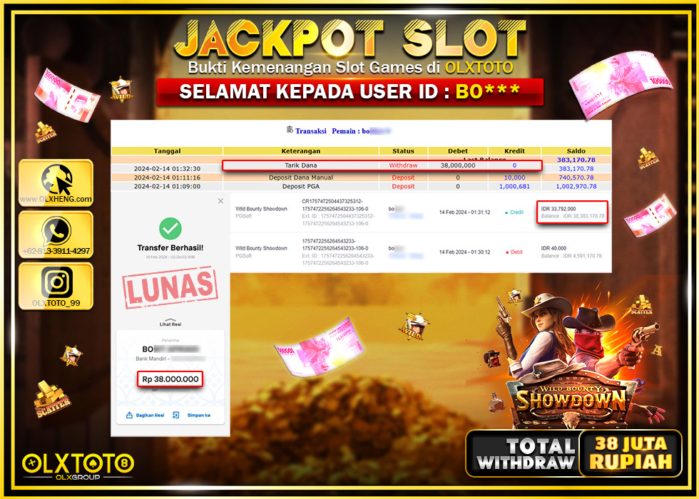 OLXTOTO JACKPOT SLOT WILD BOUNTY SHOWDOWN Rp.38.000.000.,- LUNAS