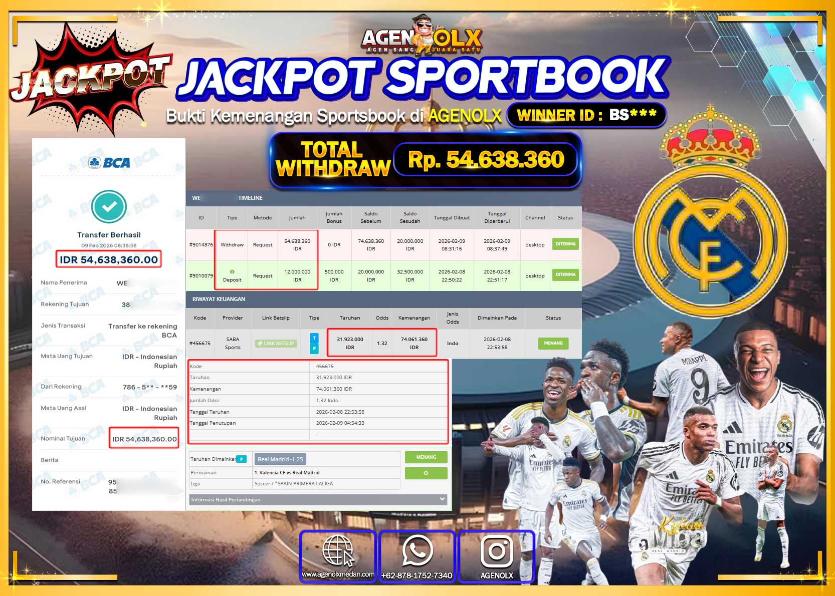 AGENOLX JACKPOT SABA SPORTS  Rp 54.638.360 - LUNAS