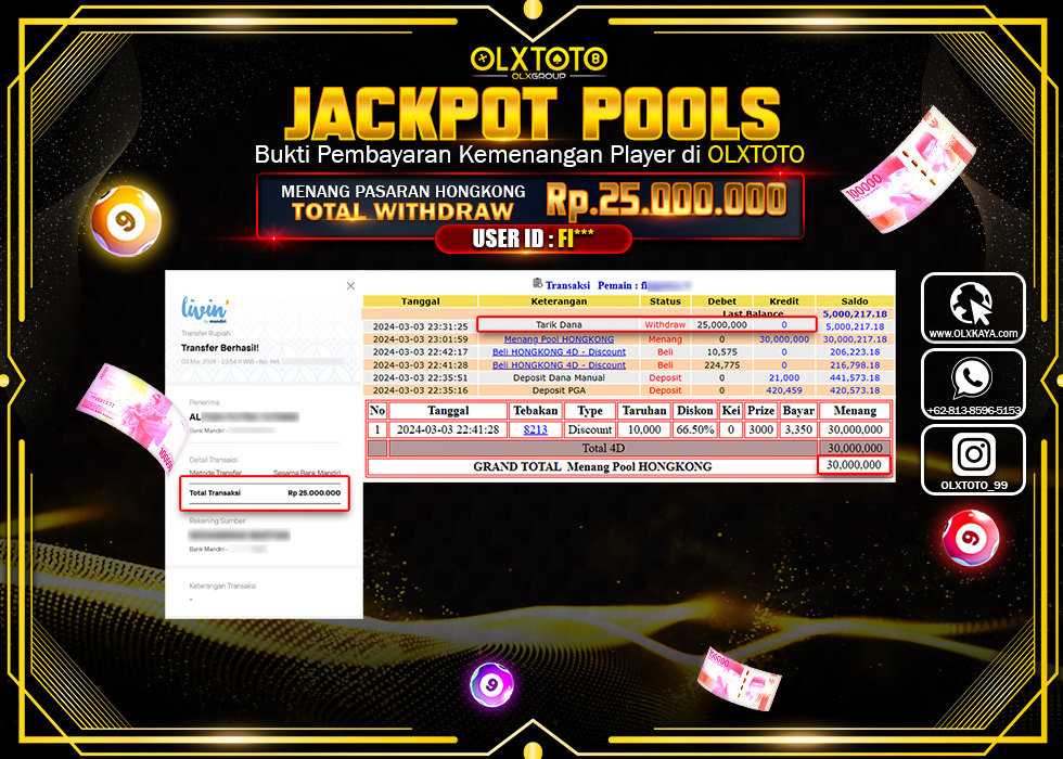 OLXTOTO JACKPOT TOGEL PASARAN HONGKONG Rp.25.000.000.,- LUNAS