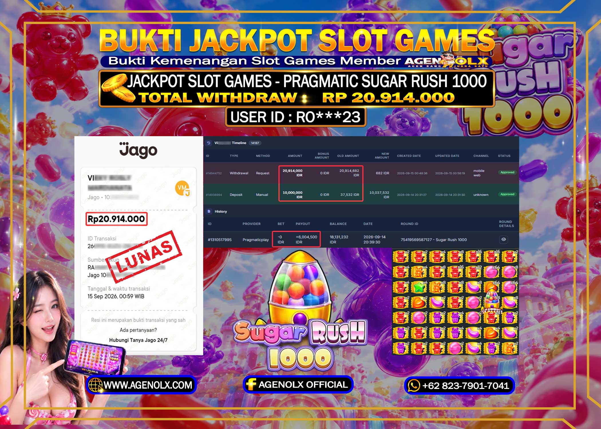 AGENOLX JACKPOT SLOT - PRAGMATIC SUGAR RUSH 1000 Rp 20.914.000 -LUNAS