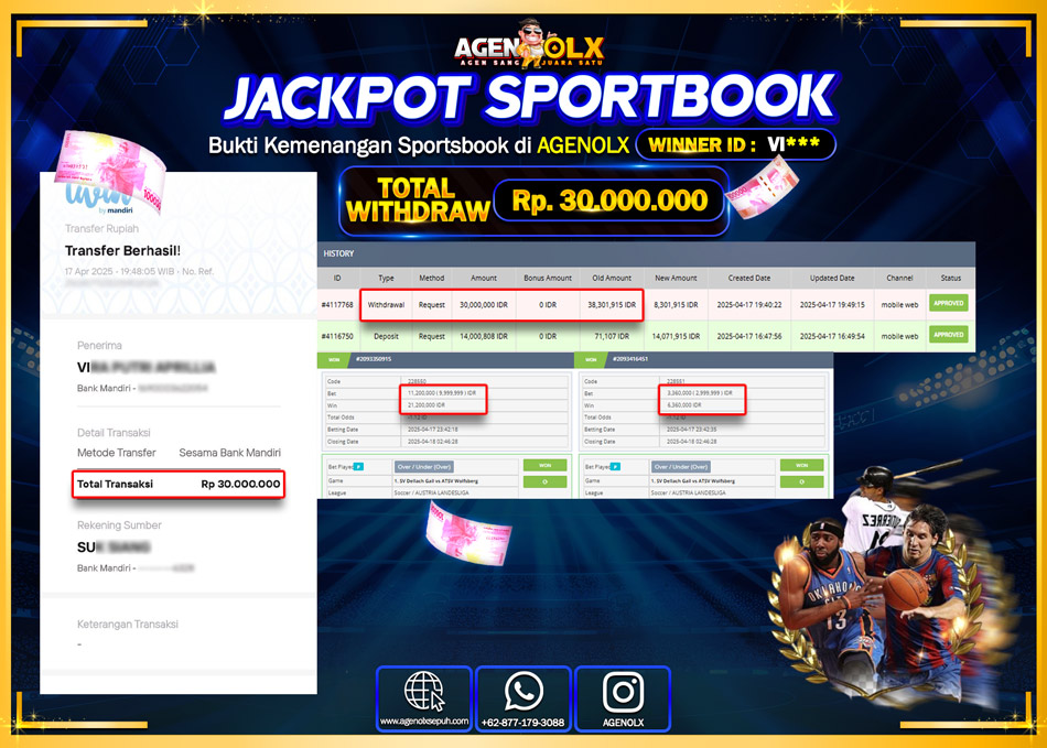 AGENOLX JACKPOT SPORTBOOK Rp 30.000.000,- LUNAS