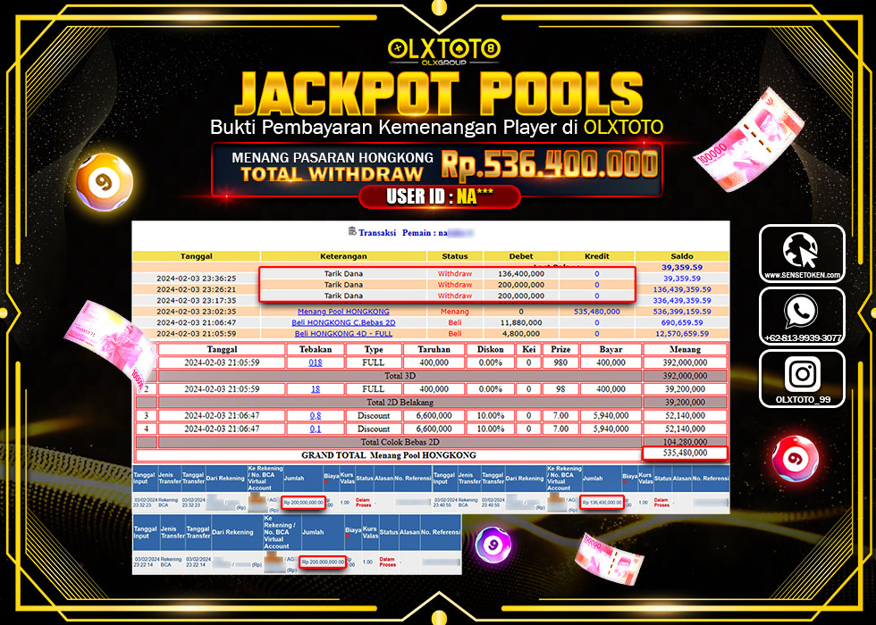 OLXTOTO JACKPOT TOGEL PASARAN HONGKONG Rp.536.400.000.,- LUNAS