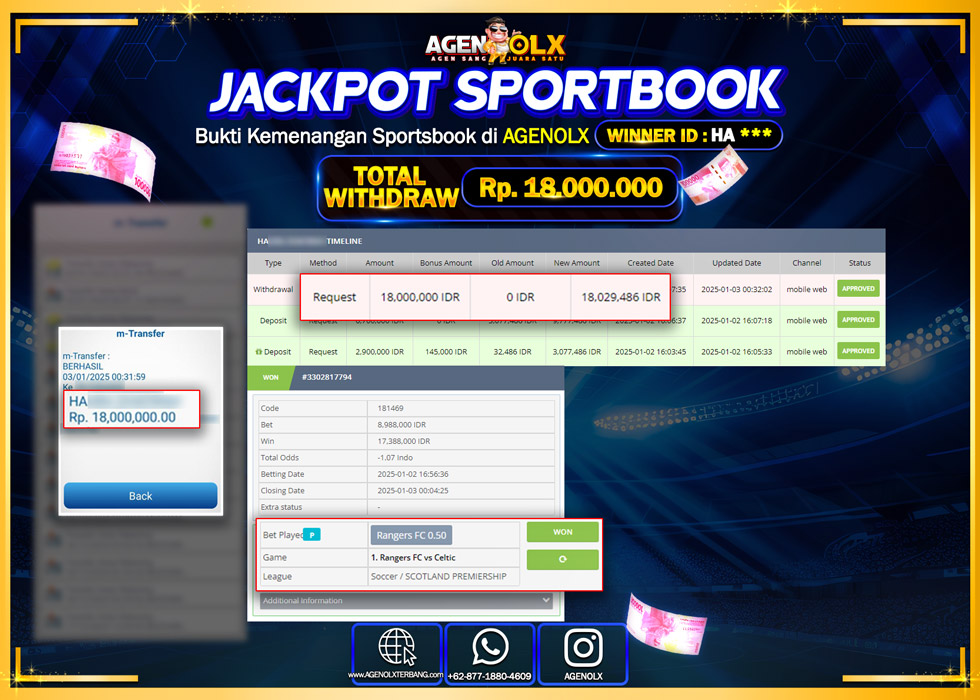 AGENOLX JACKPOT SPORTBOOK Rp 18.000.000,- LUNAS