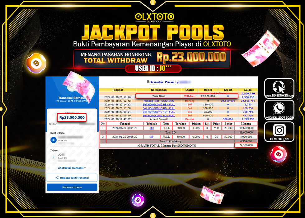 OLXTOTO JACKPOT TOGEL PASARAN HONGKONG  Rp.23.000.000.,- LUNAS