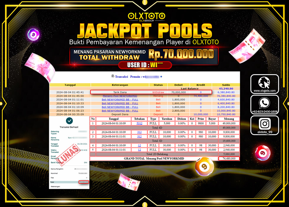 OLXTOTO JACKPOT  TOGEL POOL NEWYORKMID  Rp.70.000.000.,- LUNAS