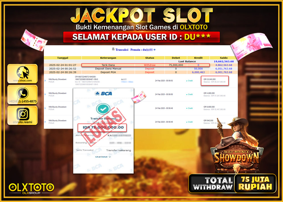OLXTOTO JACKPOT SLOT WILD BOUNTY SHOWDOWN  Rp.75.000.000.,- LUNAS