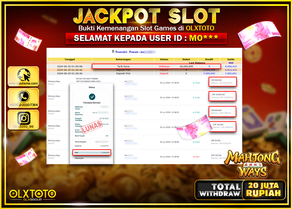 OLXTOTO JACKPOT  SLOT MAHJONG WAYS  Rp.20.000.000.,- LUNAS