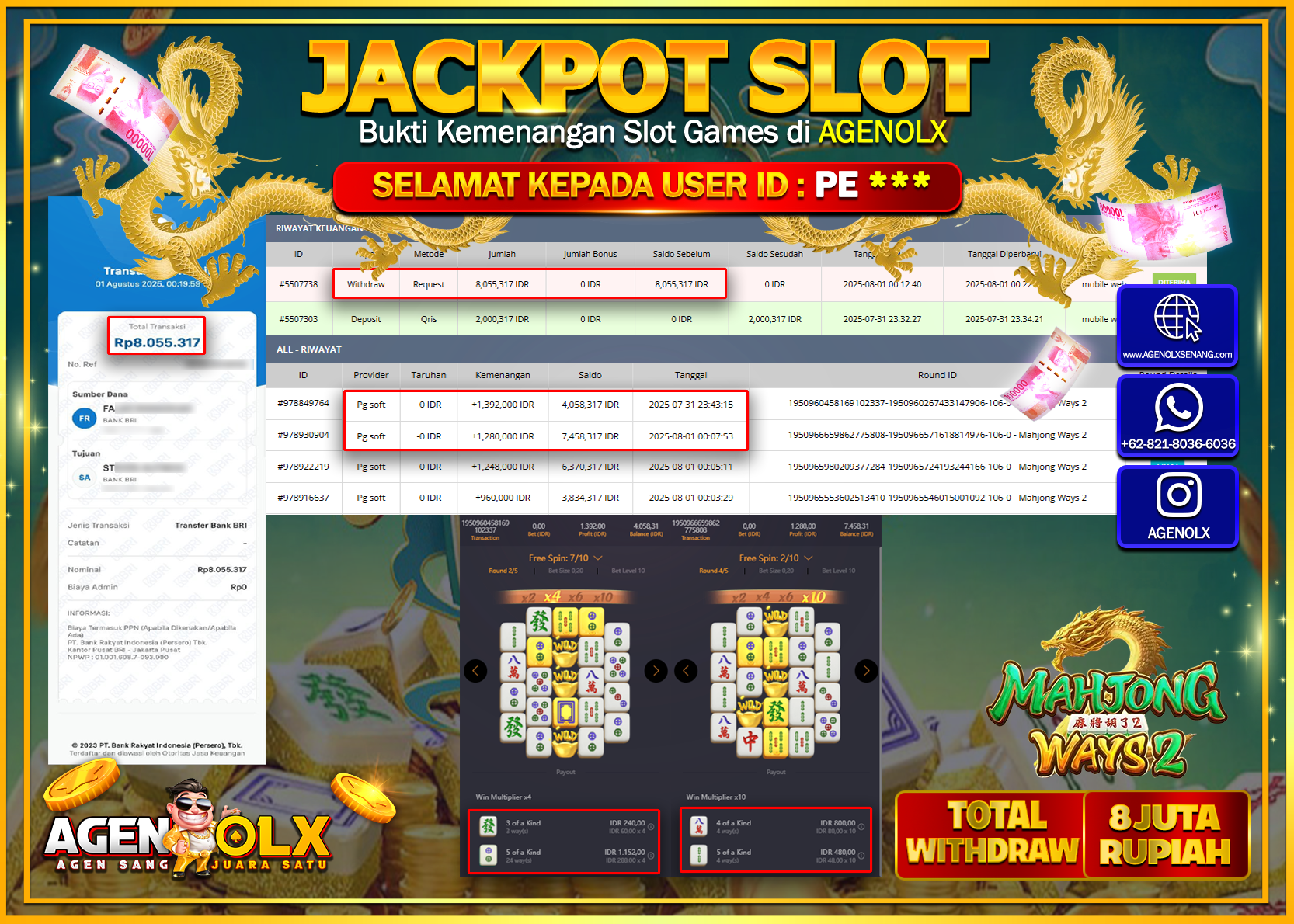 AGENOLX JACKPOT SLOT MAHJONG WAYS 2 Rp 8.055.317,- LUNAS