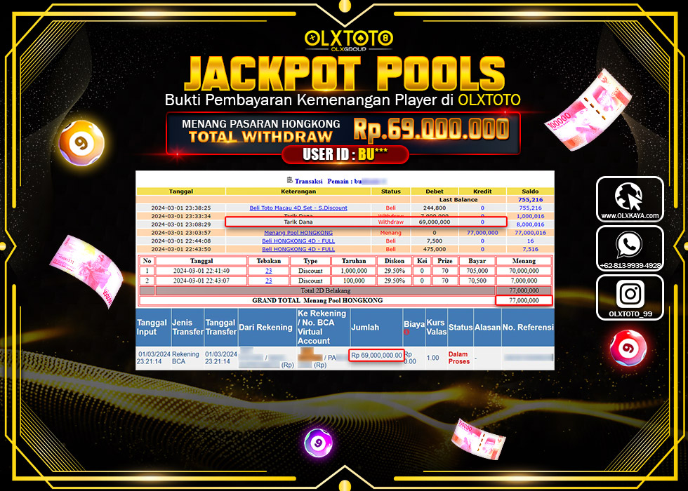 OLXTOTO JACKPOT TOGEL PASARAN HONGKONG Rp.69.000.000.,- LUNAS