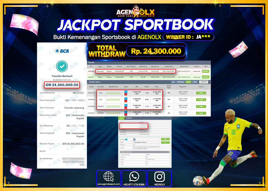 AGENOLX JACKPOT SPORTBOOK  Rp 24,300,000,- LUNAS