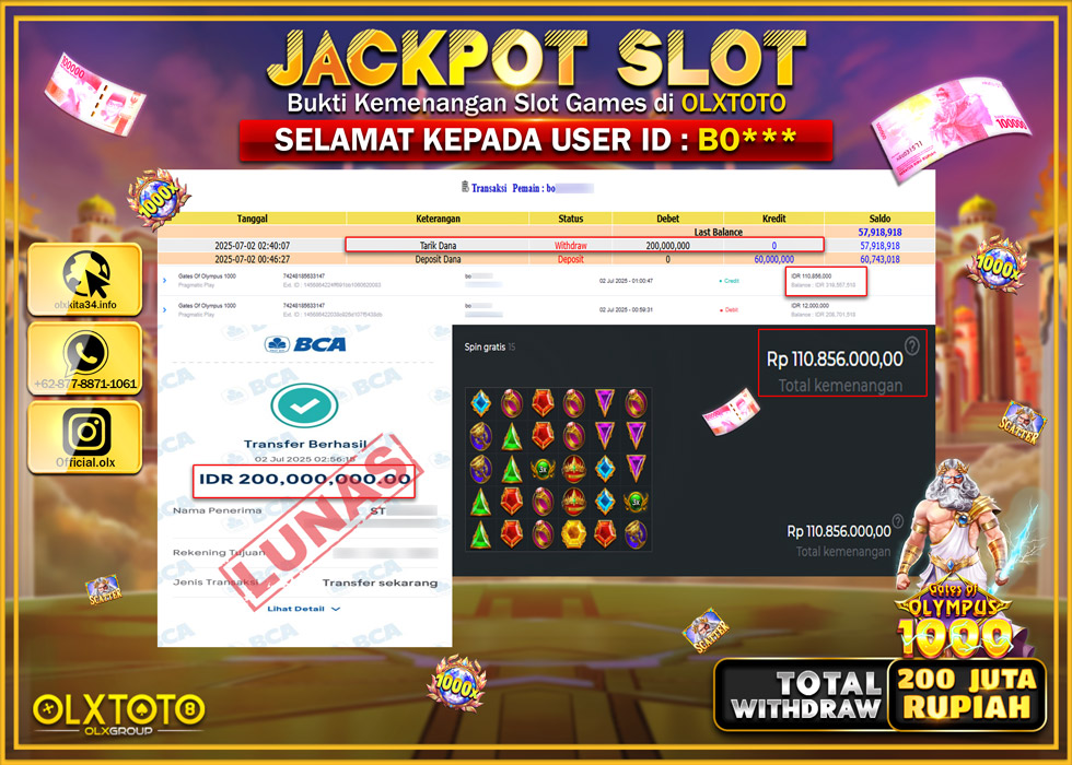 NEXTOGEL JACKPOT SLOT GATES OF OLYMPUSS 1000  Rp.200.000.000.,- LUNAS