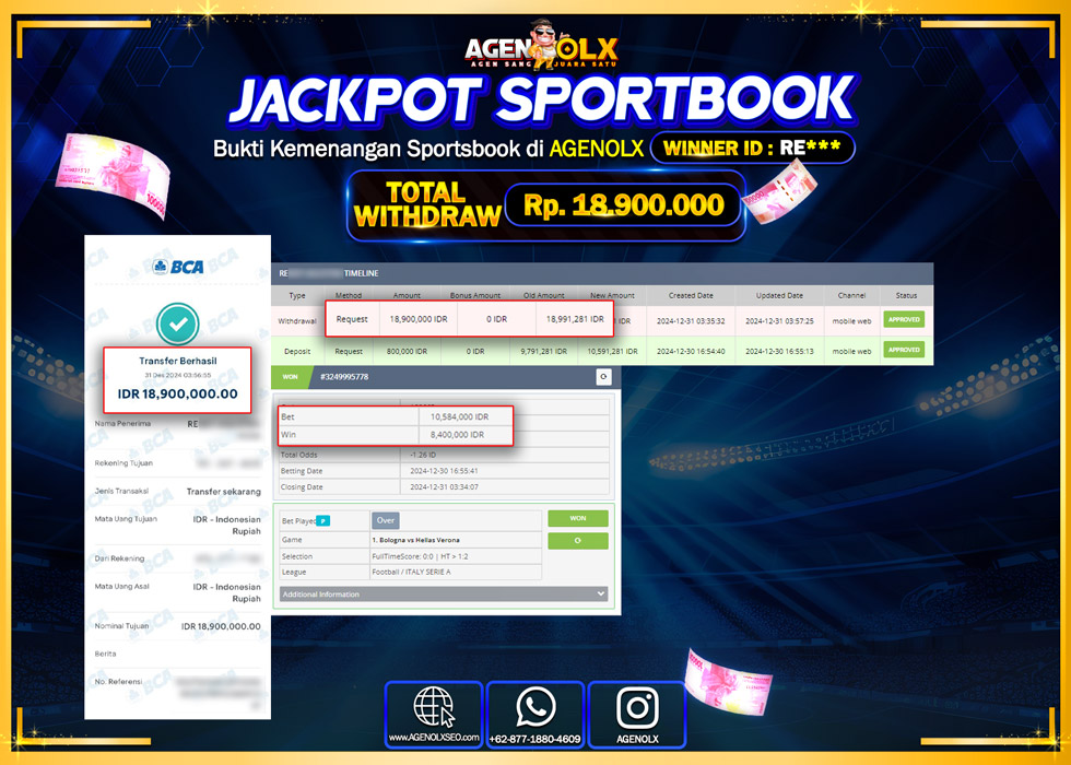 AGENOLX JACKPOT SPOORTBOOK Rp 18.900.000,- LUNAS