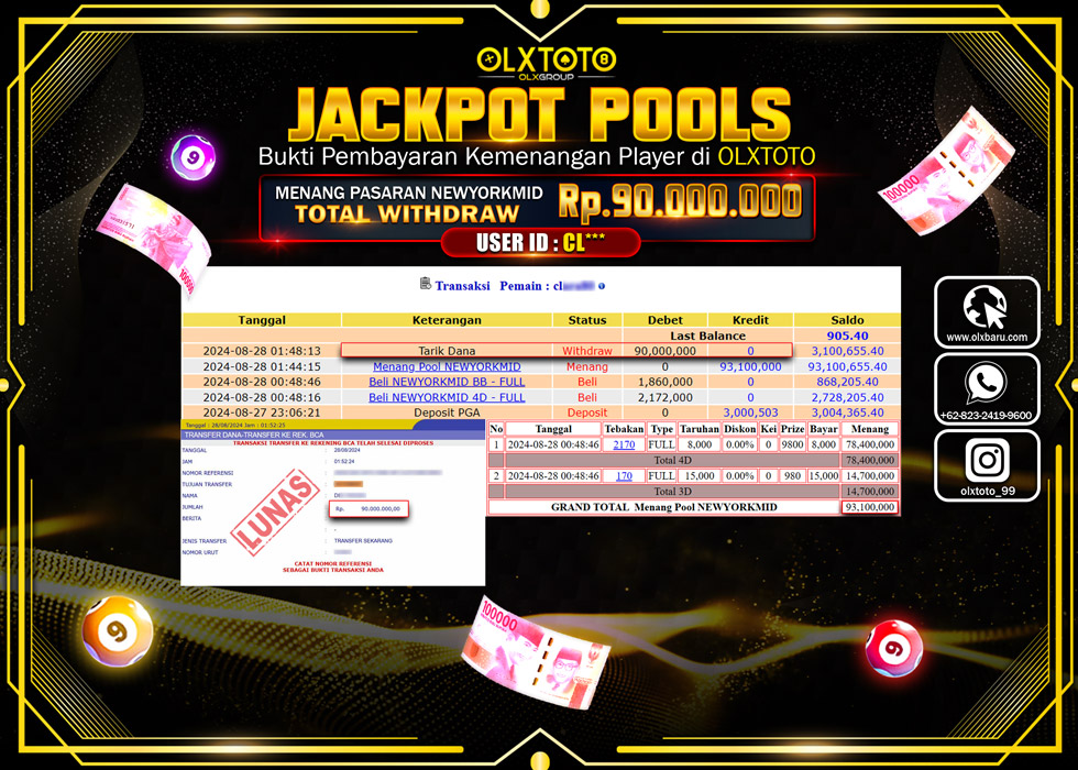 OLXTOTO JACKPOT  TOGEL POOL NEWYORKMID Rp.90.000.000.,- LUNAS