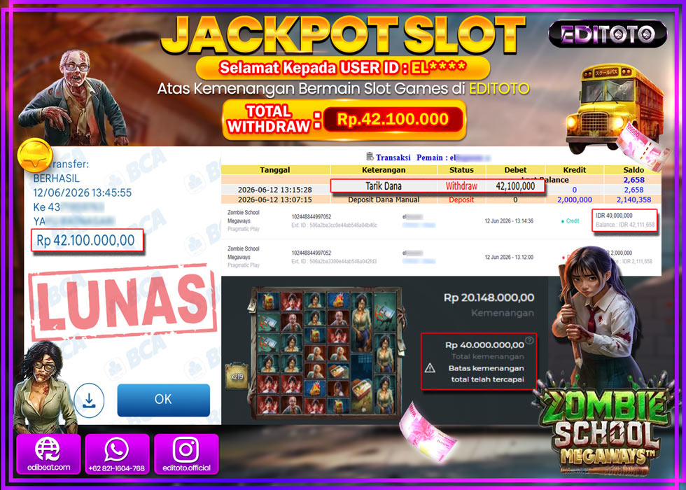 JACKPOT EDITOTO SLOT ZOMBIE SCHOOL MEGAWAYS Rp.41.200.000,- LUNAS