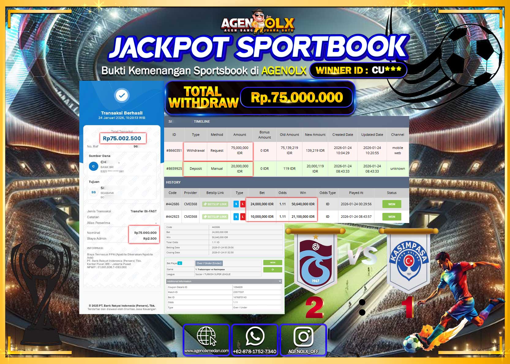 AGENOLX JACKPOT CMD368 Rp 75.000.000 - LUNAS