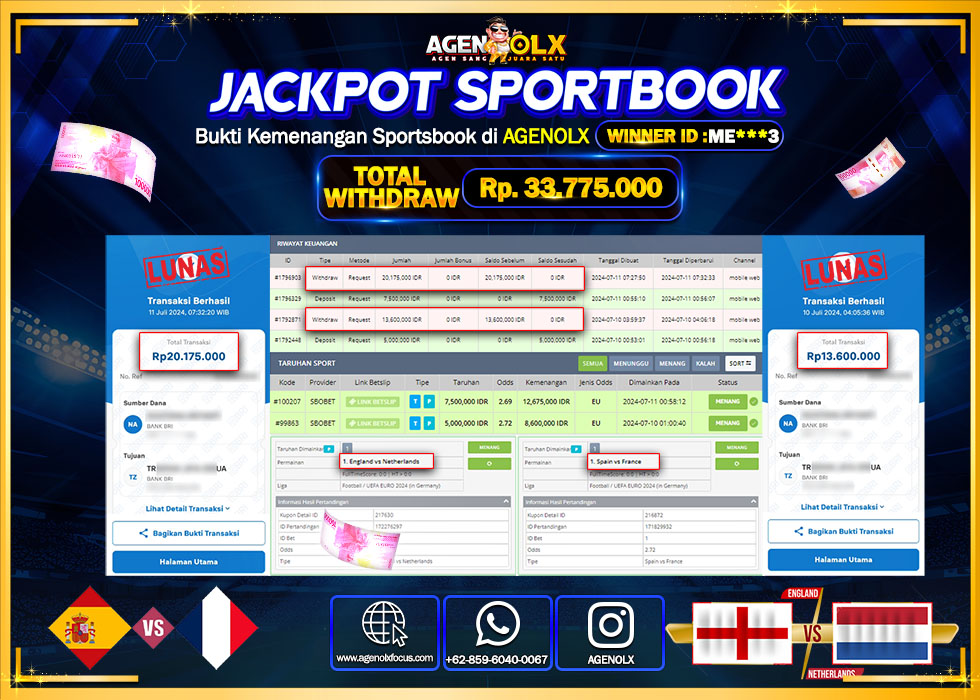 AGENOLX JACKPOT SPORTBOOK Rp.33.775.000.,- LUNAS