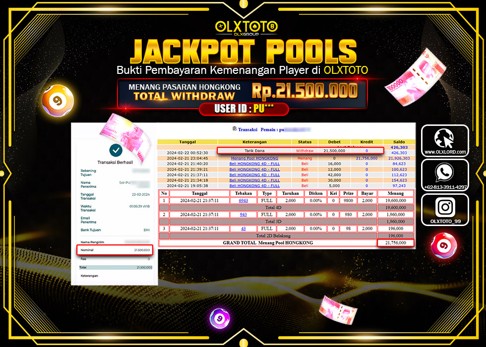 OLXTOTO JACKPOT TOGEL PASARAN HONGKONG Rp.21.500.000.,- LUNAS
