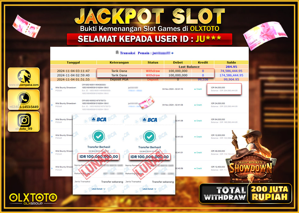 OLXTOTO JACKPOT  SLOT WILD BOUNTY SHOWDOWN  Rp.200.000.000.,- LUNAS