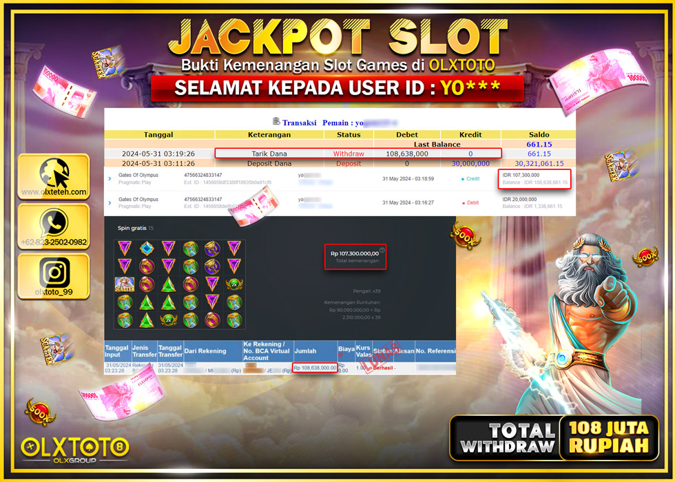 OLXTOTO JACKPOT SLOT GATES OF OLYMPUS  Rp.108.638.000.,- LUNAS