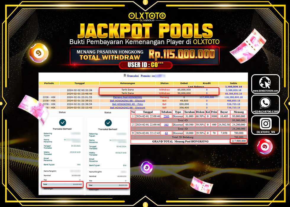 OLXTOTO JACKPOT TOGEL PASARAN HONGKONG Rp.115.000.000.,- LUNAS