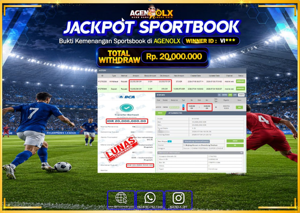 AGENOLX JACKPOT SPORTBOOK CMD365 Rp 20.000.000- LUNAS