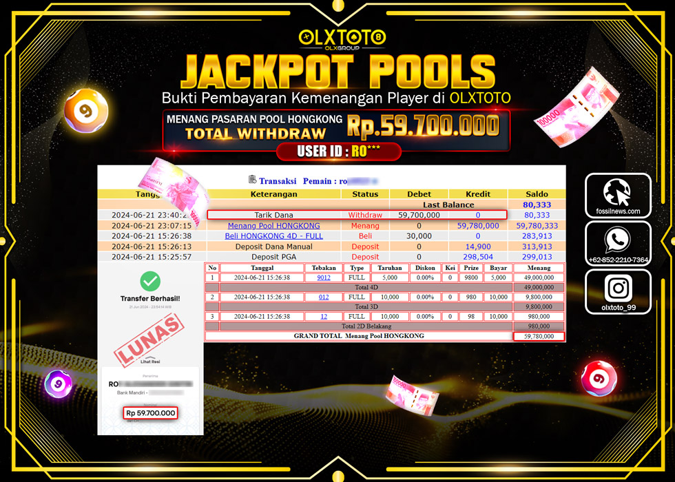 OLXTOTO JACKPOT TOGEL POOL HONGKONG Rp.59.700.000.,- LUNAS