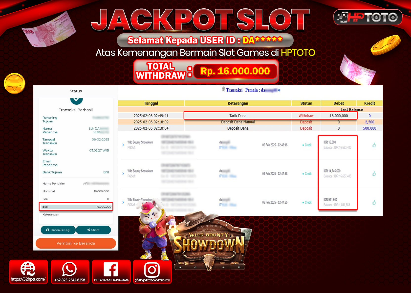 JACKPOT SLOT Wild Bounty Shotdown Rp.16.000.000.,- LUNAS
