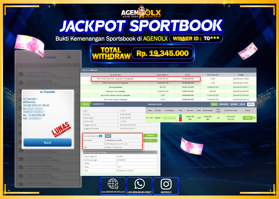 AGENOLX JACKPOT SPORTBOOK Rp.19.345.000,- LUNAS