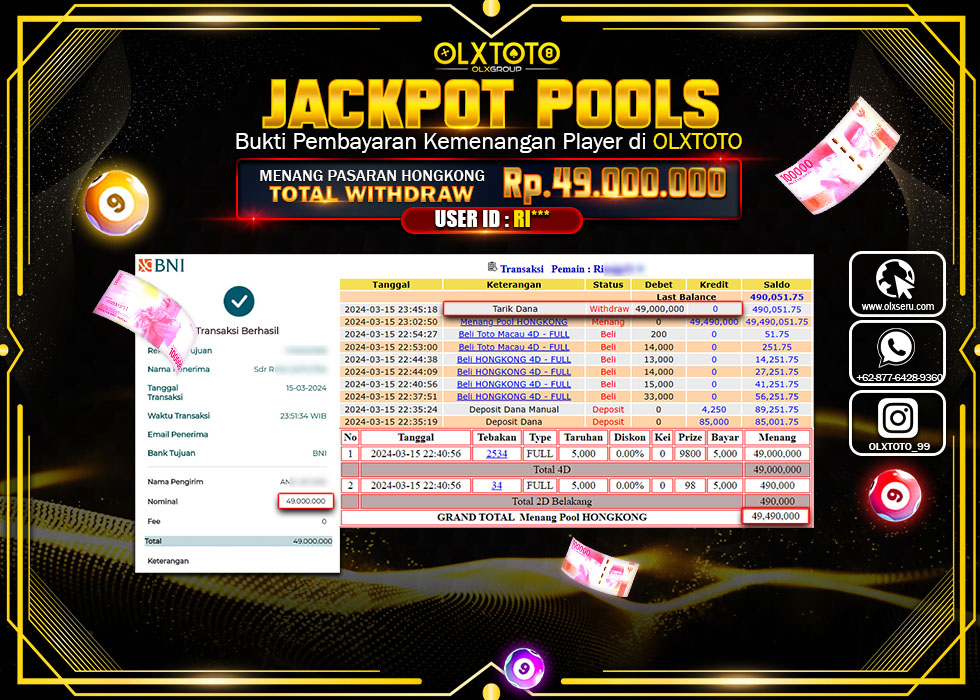 OLXTOTO JACKPOT TOGEL PASARAN HONGKONG Rp.49.000.000.,- LUNAS