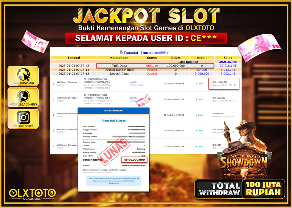 OLXTOTO JACKPOT  SLOT WILD BOUNTY SHOWDOWN  Rp.100.000.000.,- LUNAS