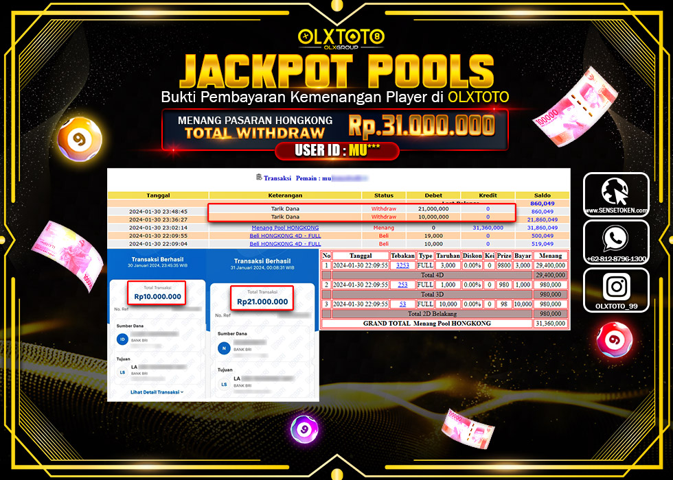 OLXTOTO JACKPOT TOGEL PASARAN HONGKONG Rp.31.000.000.,- LUNAS