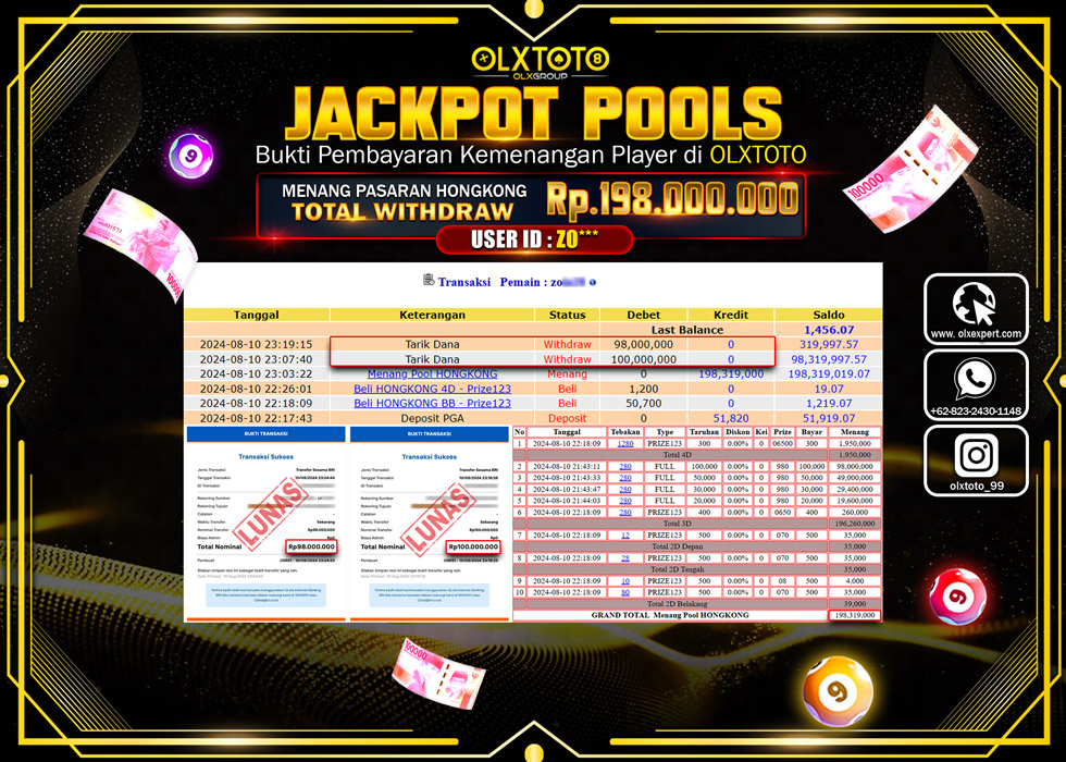 OLXTOTO JACKPOT  TOGEL POOL HONGKONG Rp.198.000.000.,- LUNAS