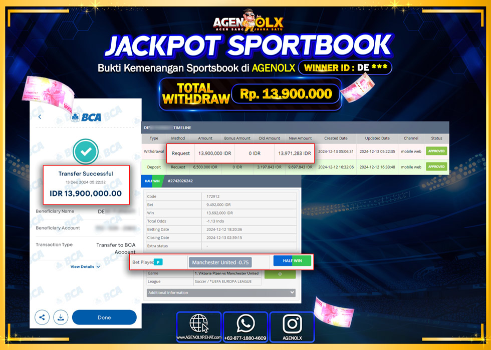 AGENOLX JACKPOT SPOORTBOOK Rp 13.900.000,- LUNAS