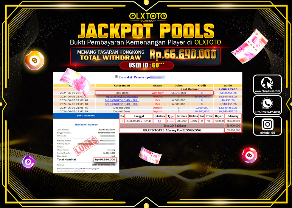 OLXTOTO JACKPOT TOGEL POOL HONGKONG  Rp.66.640.000.,- LUNAS