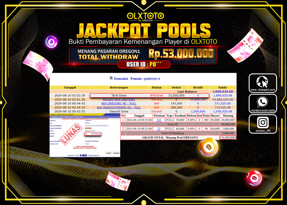 OLXTOTO JACKPOT  TOGEL POOL OREGON1Rp.53.000.000.,- LUNAS