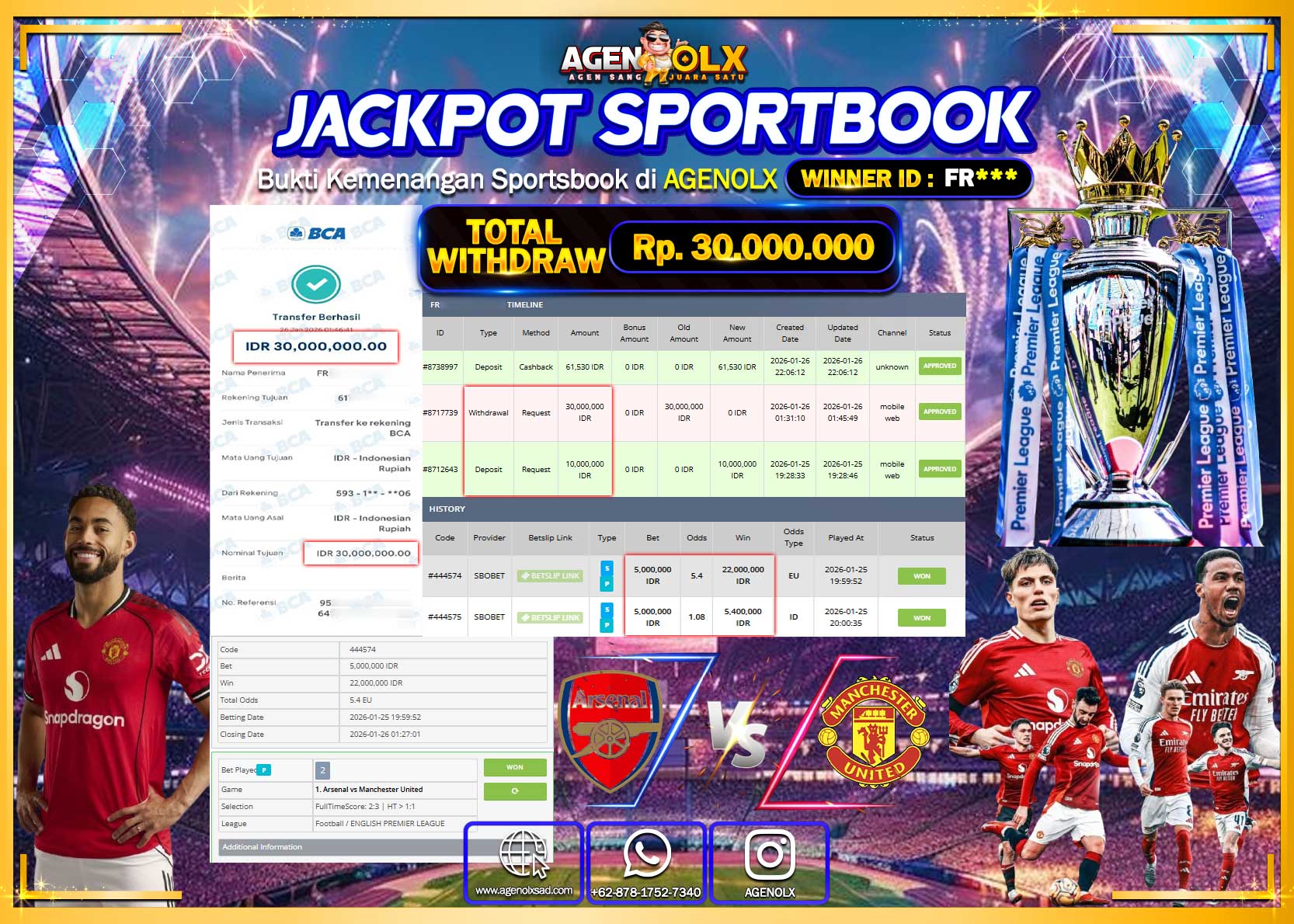 AGENOLX JACKPOT SBOBET Rp 30.000.000 - LUNAS