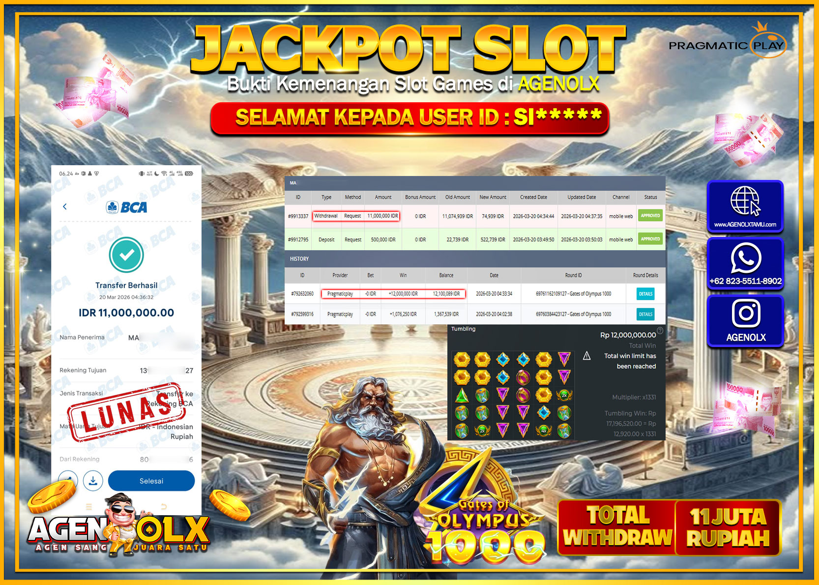 AGENOLX JACKPOT SLOT MAHJONG WAYS 2  Rp 11.000.000 - LUNAS