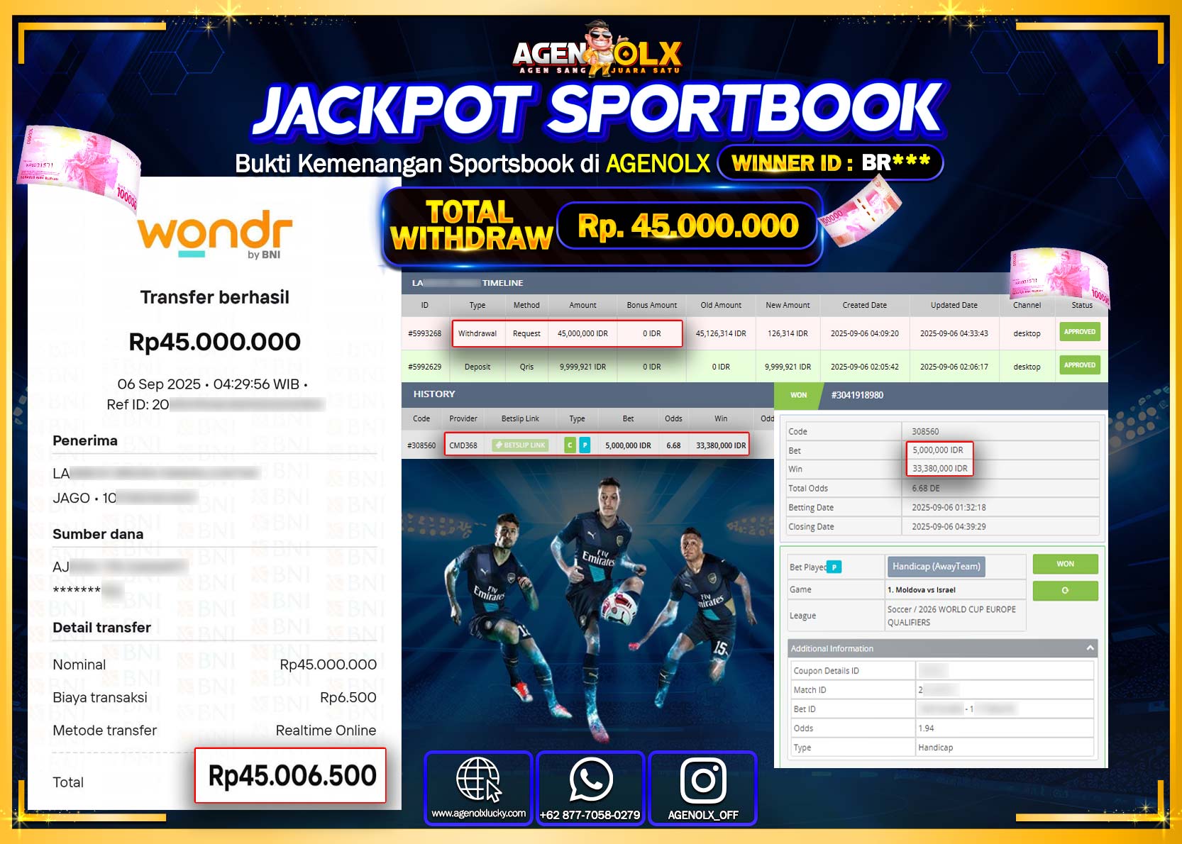 AGENOLX JACKPOT SPORTBOOK  Rp 45,000,000,- LUNAS