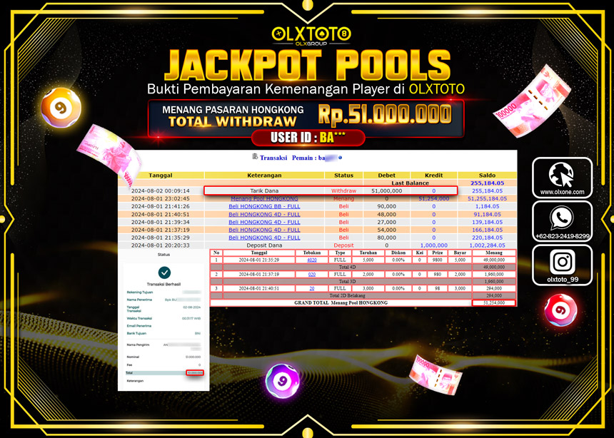 OLXTOTO JACKPOT  TOGEL POOL HONGKONG Rp.51.000.000.,- LUNAS