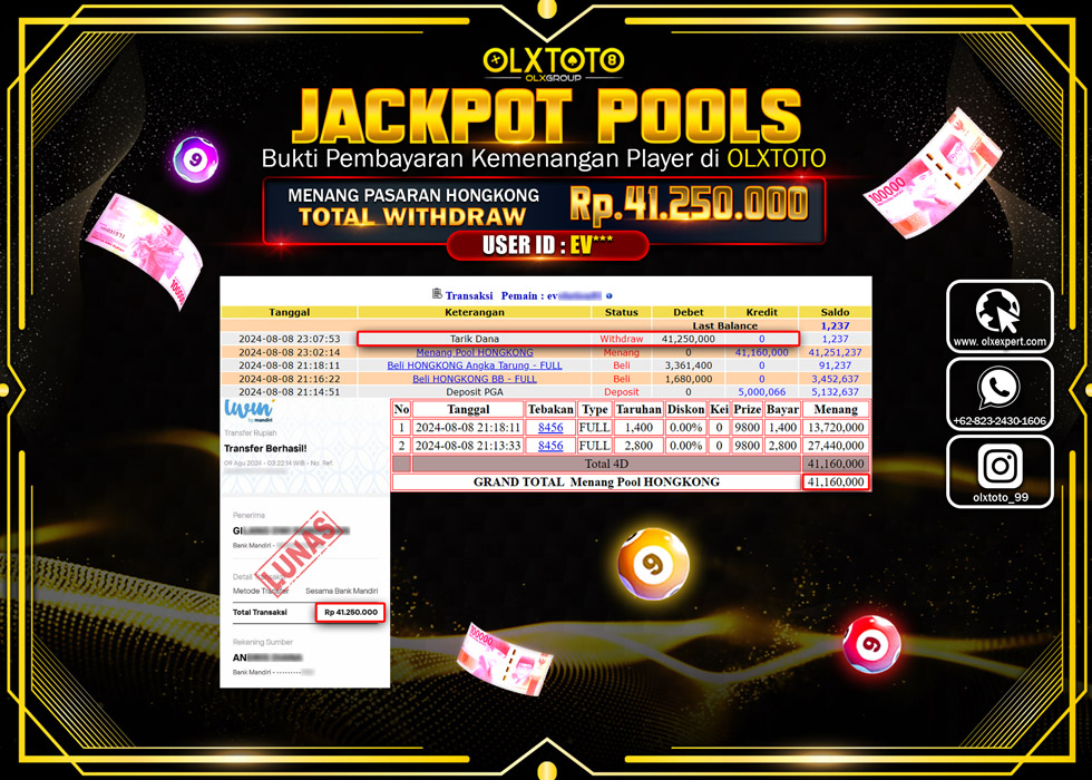 OLXTOTO JACKPOT  TOGEL POOL HONGKONG Rp.41.250.000.,- LUNAS