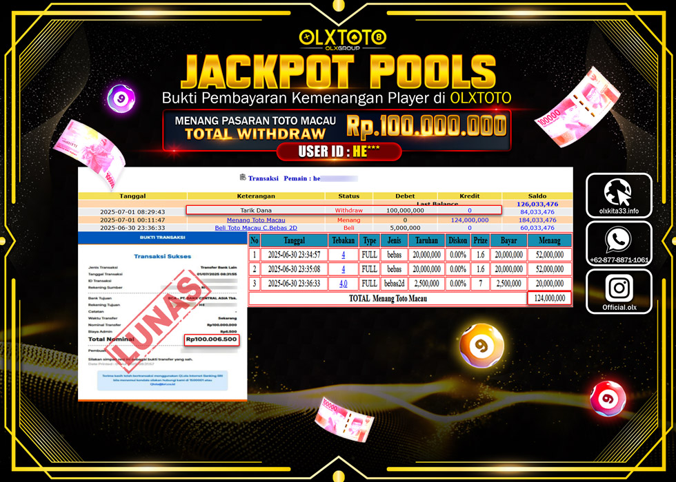 NEXTOGEL JACKPOT  TOGEL TOTO MACAU Rp.100.000.000.,- LUNAS