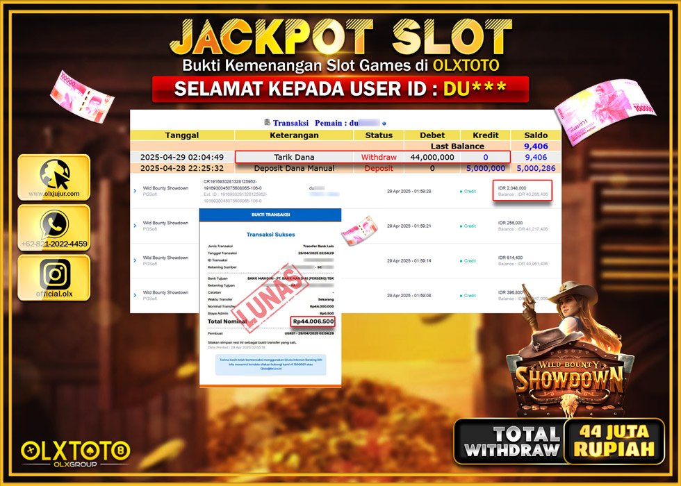 BINTANGSLOT77 JACKPOT SLOT WILD BOUNTY SHOWDOWN  Rp.44.000.000.,- LUNAS